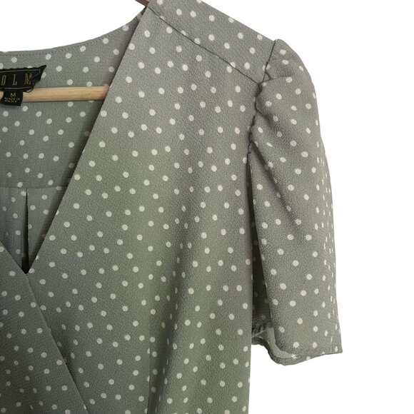 OLM Womens Blouse, Green, Dots, Size M - Picture 4 of 8